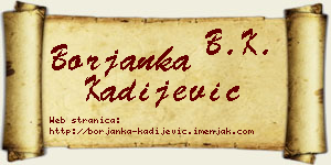 Borjanka Kadijević vizit kartica